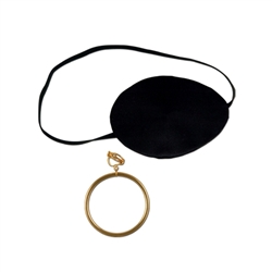 Pirate Eye Patch with Plastic Gold Earring