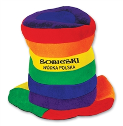 Custom Imprinted Plush Rainbow Stovepipe Hat