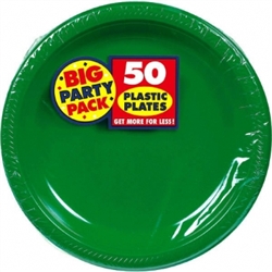 Festive Green 10-1/4" Plastic Round Plates - 50ct | Party Plates