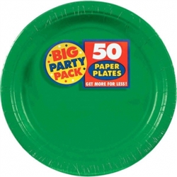 Festive Green 9" Paper Plates - 50ct | Party Supplies