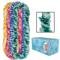 Floral-Color Aloha Poly Leis w/Printed Retail Carton | Party Supplies