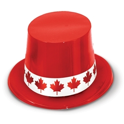 Red Plastic Topper with Maple Leaf Band | Party Supplies