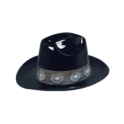 Black Plastic Cowboy Hat