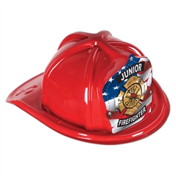 Red Plastic Jr Firefighter Hat | Party Supplies
