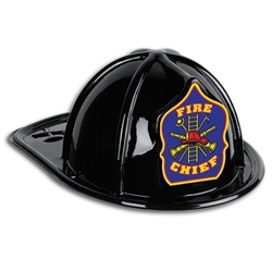 Black Plastic Fire Chief Hat