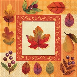 Watercolor Leaves Luncheon Napkins | Party Supplies