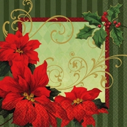 Vintage Poinsettia Luncheon Napkins | Party Supplies