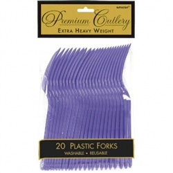New Purple Heavy Weight Plastic Forks - 20ct | Party Supplies
