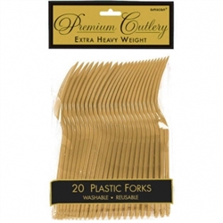 Gold Premium Plastic Forks - 20ct. | Party Supplies