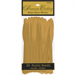 Gold Premium Plastic Knives - 20ct. | Party Supplies