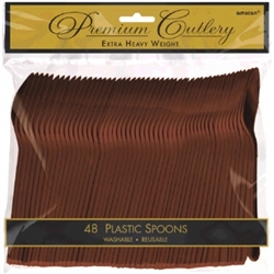 Chocolate Brown Premium Plastic Spoons - 48ct. | Party Supplies