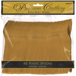 Gold Premium Plastic Spoons - 48ct. | Party Supplies