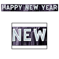 Black & White Metallic Happy New Year Banner