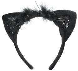 Fancy Cat Ears Headband - Black | Party Supplies