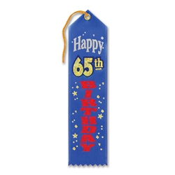 Happy 65th Birthday Award Ribbon