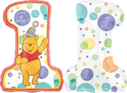 19" x 28" Pooh 1st Birthday Shape Balloon