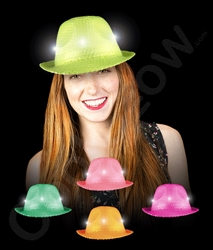 LED Sequin Neon Fedoras | Party Supplies
