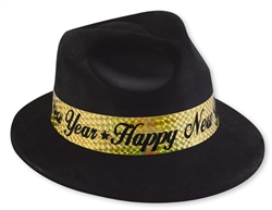 Black Fedora with Gold Band | New Year's Eve Party Favors