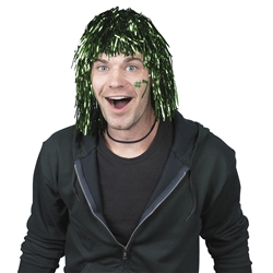 Green Pom Pom Tinsel Wig | Team Spirit