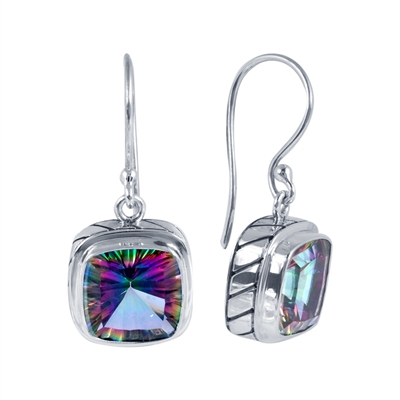 Sterling Silver Square Mystic Topaz Earrings