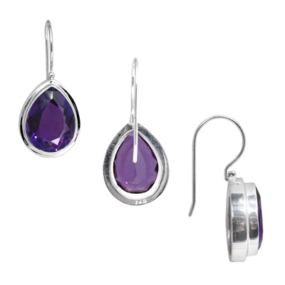 Sterling Silver Amethyst Teardrop Earrings