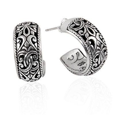 Sterling Silver Bali Hoop Earrings