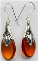 Sterling Silver Amber Teardrop Earrings