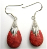 Sterling Silver Coral Teardrop Earrings