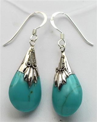 Sterling Silver Turquoise Teardrop Earrings