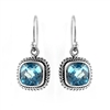 Sterling Silver Square Blue Topaz Cable Earrings