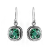 Sterling Silver Square Green Quartz Earrings