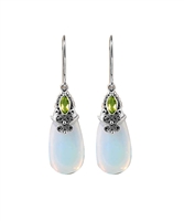 Sterling Silver Opalite And Peridot Teardrop Earrings