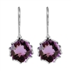 Sterling Silver Amethyst  Faceted Hexagon Earrings