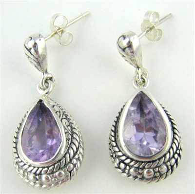 Sterling Silver Amethyst Dangle Earrings