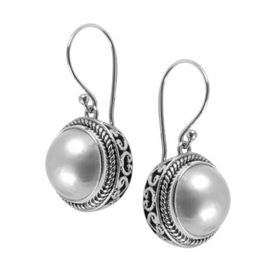 Sterling Silver Dangle Pearl Earrings