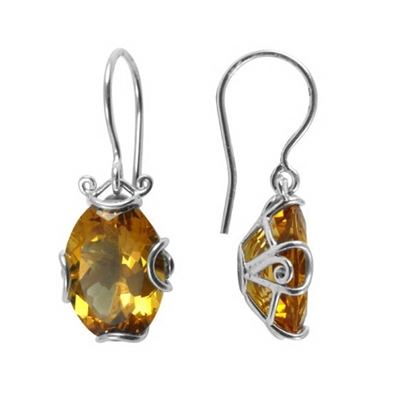 Sterling Silver Citrine Drop Earrings