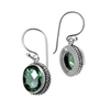 Sterling Silver Faceted Oval Green Quartz Dangle Earrings