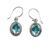 Sterling Silver Faceted Oval Blue Topaz Dangle Earrings