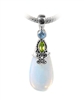 Sterling Silver Opalite, peridot, & Blue Topaz Teardrop Pendant