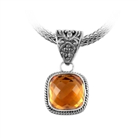 Sterling Silver Citrine Square Pendant