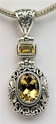 Sterling Silver Citrine Floral Motif Pendant