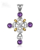 Sterling Silver Sterling Silver Amethyst and Citrine Cross Pendant