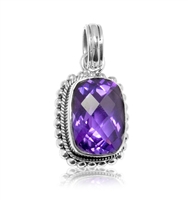 Sterling Silver Amethyst Milligrain Necklace