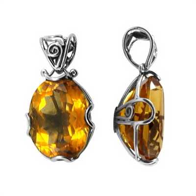 Sterling Silver Filigree Citrine Pendant