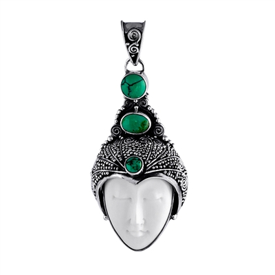 Sterling Silver and Jade Bali Crown Prince Pendant
