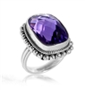 Sterling Silver Amethyst Bead Edge Ring