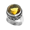 Sterling Silver Round Citrine Ring