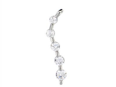 Sterling Silver Double Curve CZ Pendant