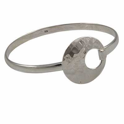 Sterling Silver Hammered Circle Bangle Bracelet
