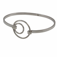 Sterling Silver Textured Circles Bangle Bracelet